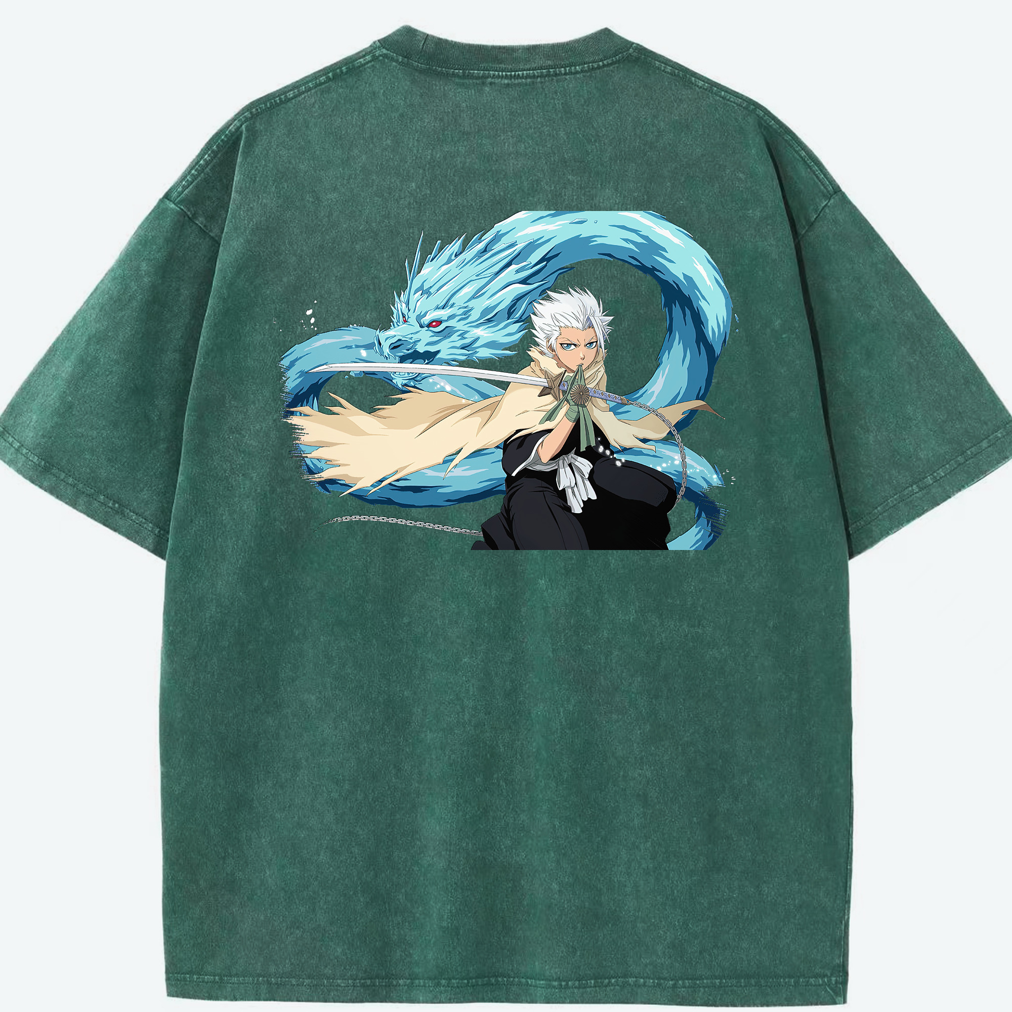 （画像用） ブリーチ 日番谷冬獅郎（ひつがや とうしろう） BLEACH Hitsugaya Toushirou 綿100% ヴィンテージ風 半袖Tシャツ（背面プリント）